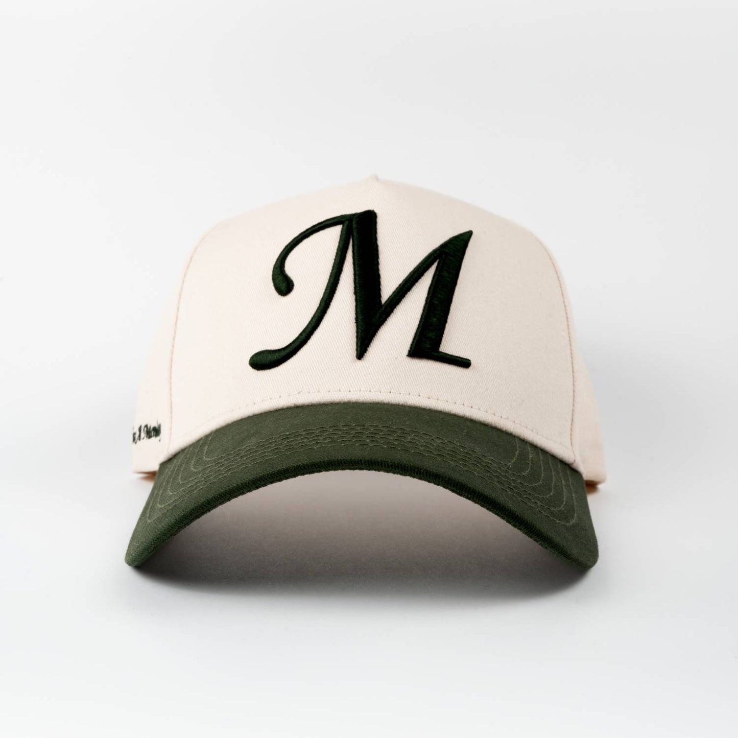 The “M” Cap - Cream / Forest Green